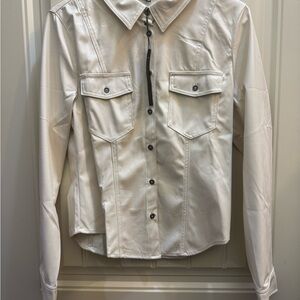 Love Tree Off-White Button-Up leather Shirt